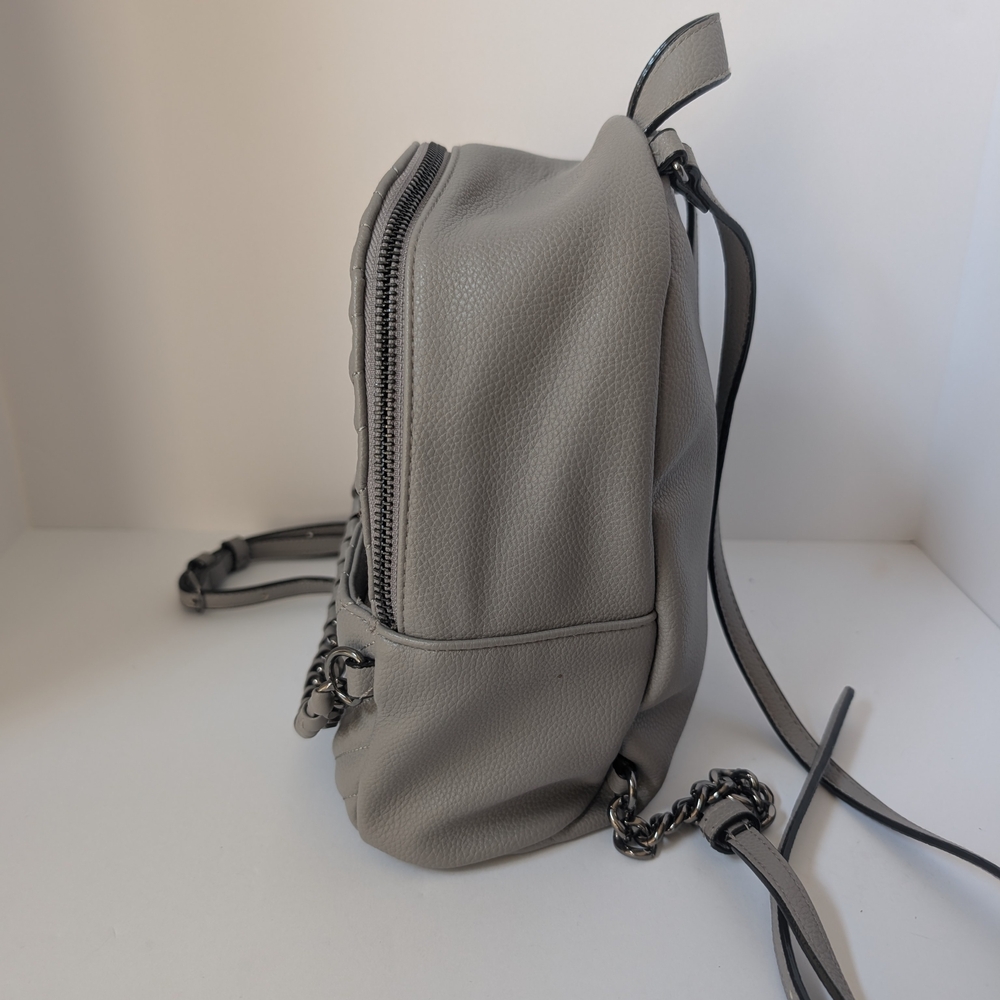Victoria's Secret Small Gray Quilted Faux Leather Backpack With Chain Details - Picture 2 of 10